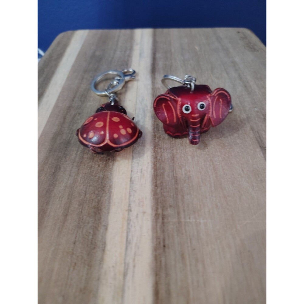 Ladybug Elephant Leather Keychain Unique Animal K… - image 2